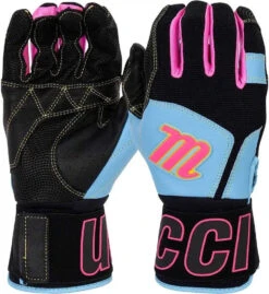 Marucci Blacksmith V2 Batting Glove - Black Columbia Blue