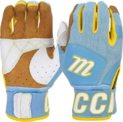 Marucci Blacksmith V2 Batting Glove - Columbia Blue Yellow