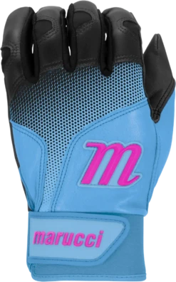 Marucci PWR FADE Batting Gloves Youth Pair - Black Columbia Blue -Marucci Store marucci pwr fade batting gloves youth pair black columbia blue hit 815