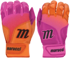 Marucci PWR FADE Batting Gloves Youth Pair - Pink Orange