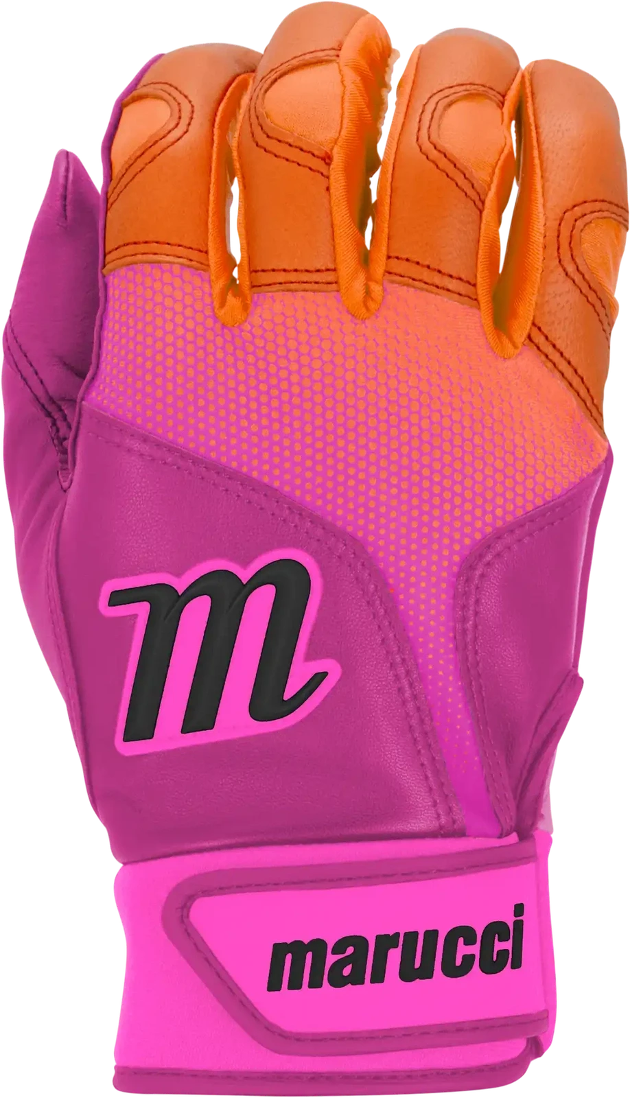 Marucci PWR FADE Batting Gloves Youth Pair - Pink Orange 4 Marucci PWR FADE Batting Gloves Youth Pair - Pink Orange - Image 2