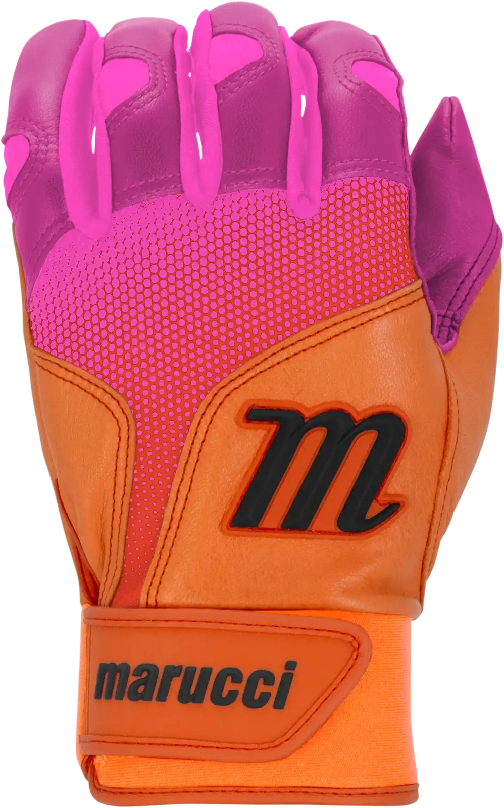 Marucci PWR FADE Batting Gloves Youth Pair - Pink Orange 5 Marucci PWR FADE Batting Gloves Youth Pair - Pink Orange - Image 3