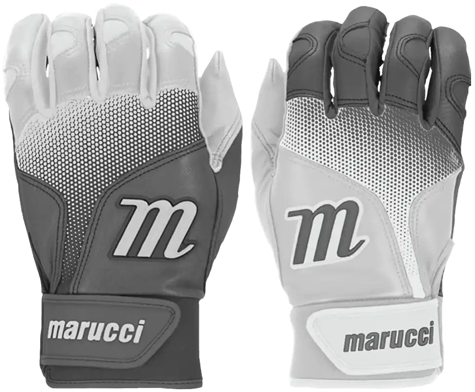 Marucci PWR FADE Batting Gloves Youth Pair - White Gray 3 Marucci PWR FADE Batting Gloves Youth Pair - White Gray
