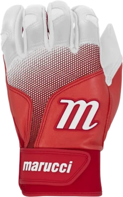 Marucci PWR FADE Batting Gloves Youth Pair - White Red -Marucci Store marucci pwr fade batting gloves youth pair white red hit a double 397